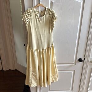 🤩🤩FREE PEOPLE Skater MIDI pale Yellow Dress